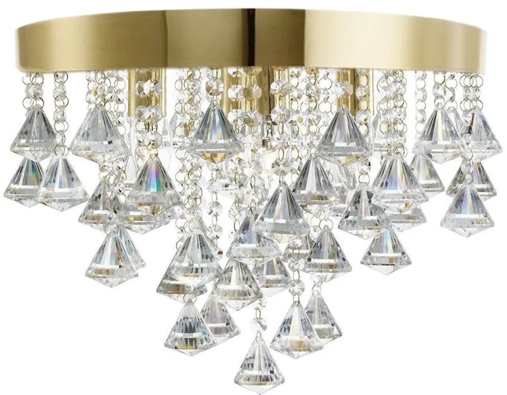 Toolight Toolight, stropné krištáľové svietidlo 3xE14 APP1655-3CP, zlatá lesklá, OSW-05118