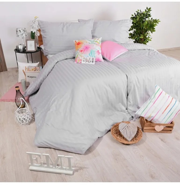 Sivé luxusné damaškové obliečky EMI, Vankúš 70x90