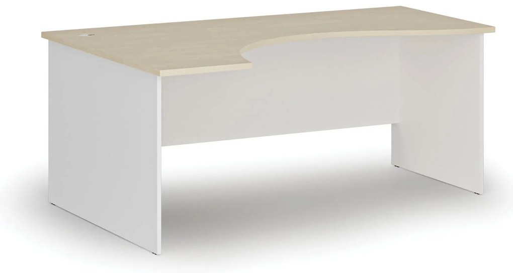 Ergonomický kancelársky písací stôl PRIMO WHITE, 180x120 cm, ľavý, biela/breza