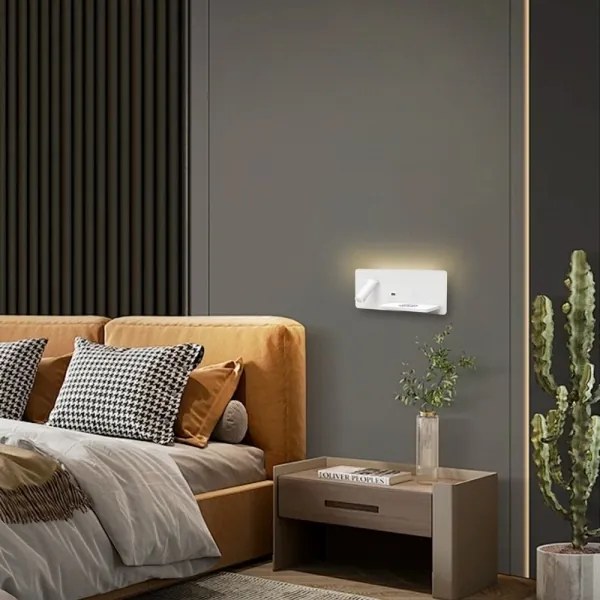 Immax 08285L-LED Nástenné sviet. s pol., USB a bezdr. nab. LED/3W/230V + LED/3W