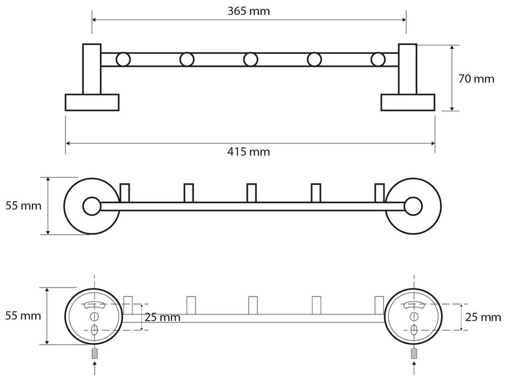 SAPHO XR214 X-Round E hrazda s 5 vešiačikmi 39,5 cm, strieborná