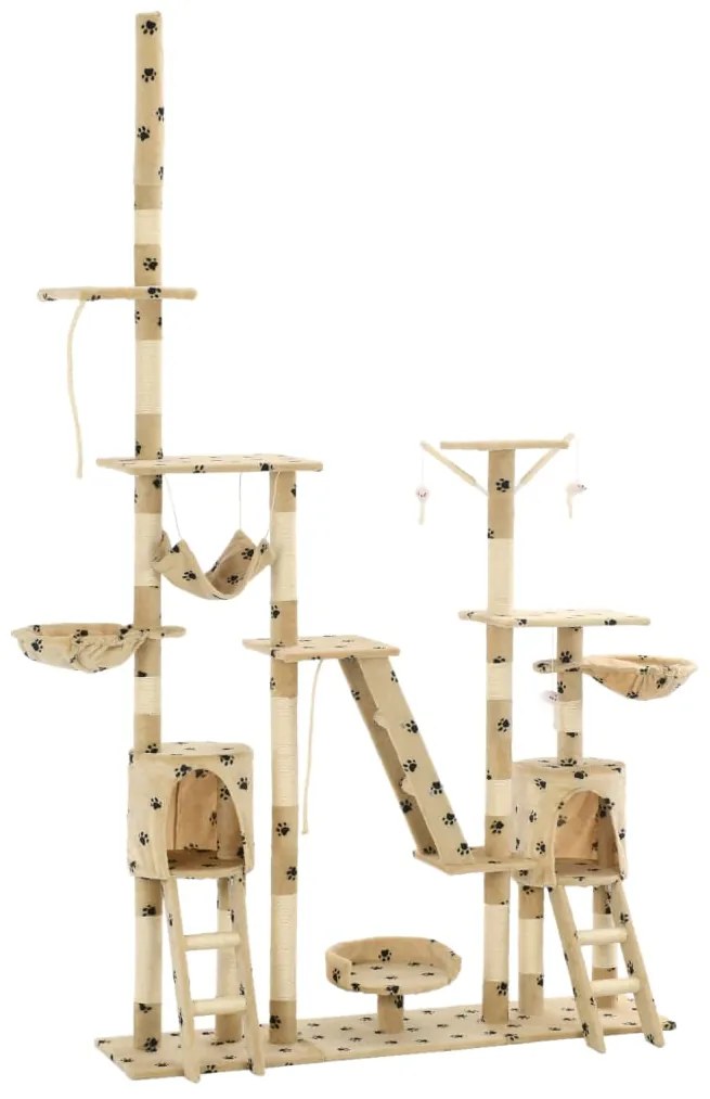 vidaXL Škrabadlo pre mačky so sisalovými stĺpikmi 230-250 cm béžové s labkami