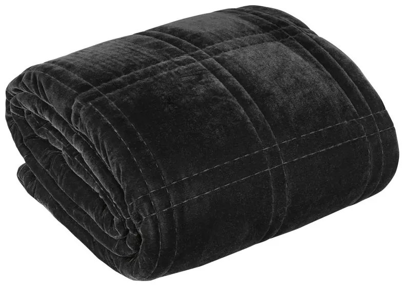 Dekorstudio Luxusný zamatový prehoz na posteľ KRISTIN2 v čiernej farbe Rozmer prehozu (šírka x dĺžka): 170x210cm
