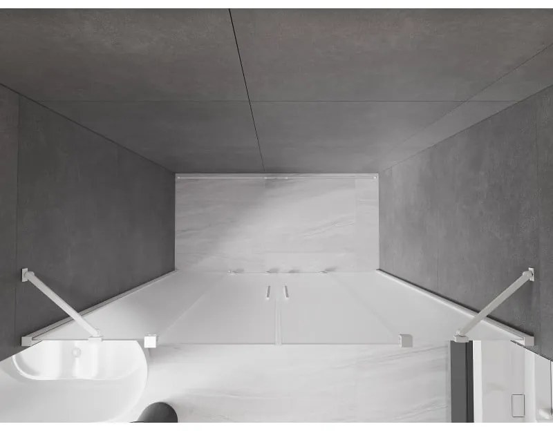 Mexen Velar Duo, posuvné sprchové dvere do otvoru 170 cm, 8mm sklo námraza, biela matná, 871-170-000-32-20