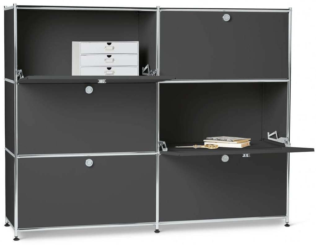Veľká kovová komoda »CN3« so 6 výklopnými priehradkami, sivá