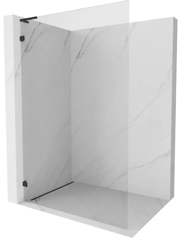 Mexen Lunar L sprchová stena ľavá 60 x 200 cm, 8 mm číre sklo, čierna matná, 830L-060-000-70-00-L