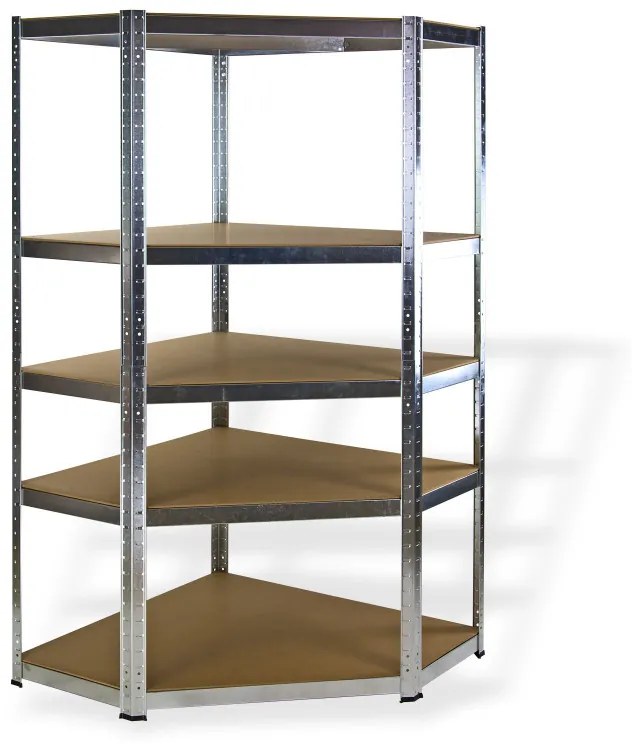 DEMA Bezskrutkový rohový regál 5P 175 kg 180x90x90 cm