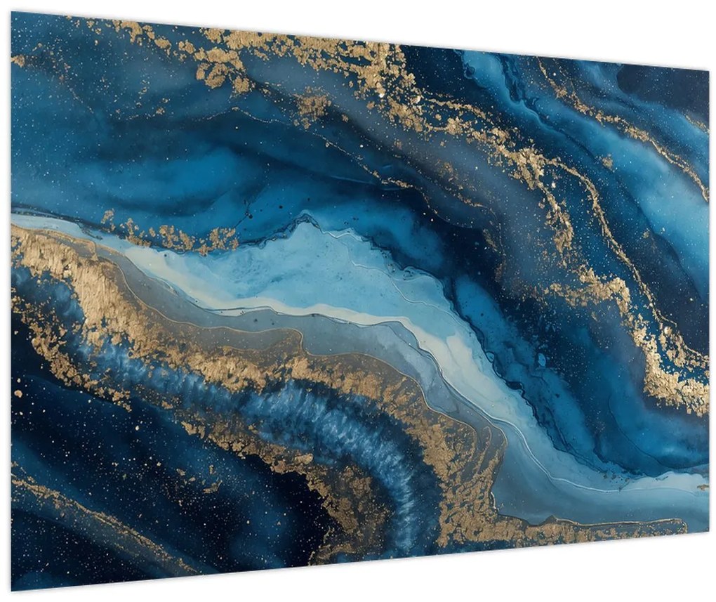 Obraz - Modrá mramorová abstrakcia (90x60 cm)