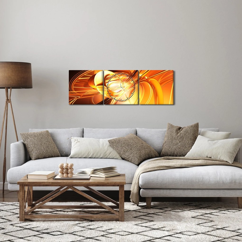 Obraz abstrakcie (s hodinami) (90x30 cm)