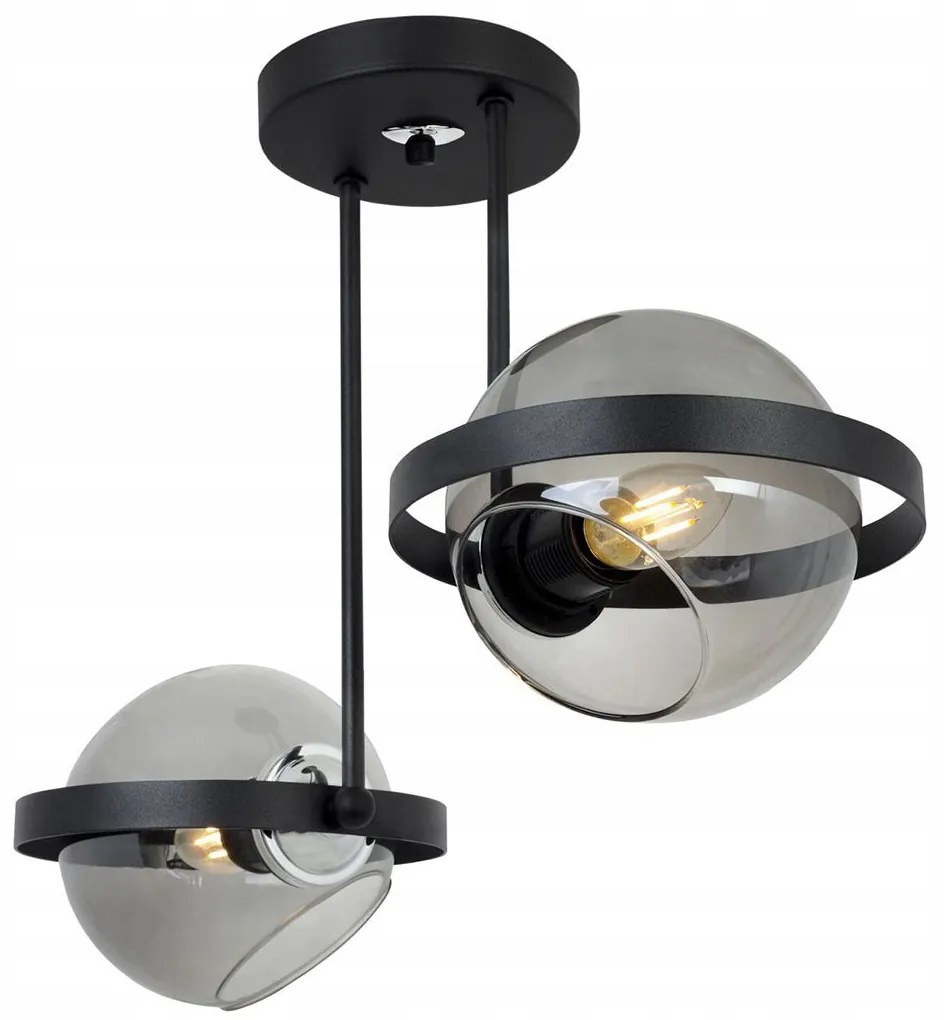 Stropné svietidlo Ring, 2x grafitové sklenené tienidlo, (výber z 3 farieb uchytenia)