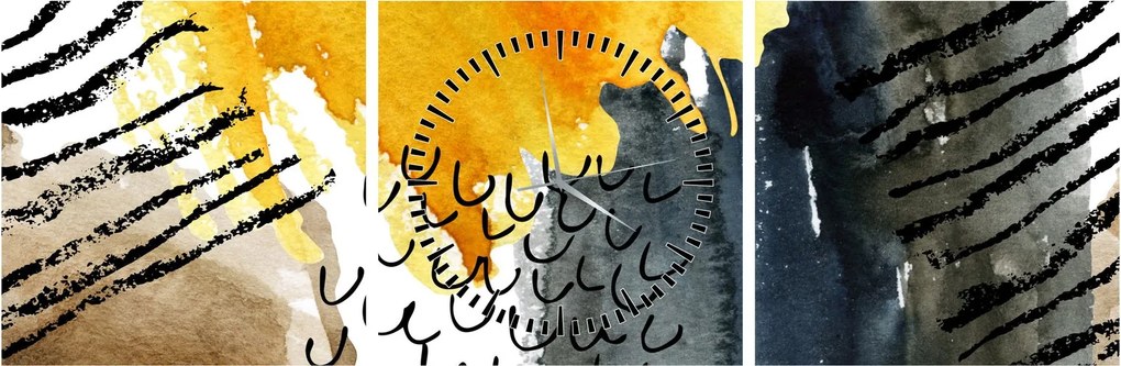 Obraz - Abstraktný akvarel (s hodinami) (90x30 cm)