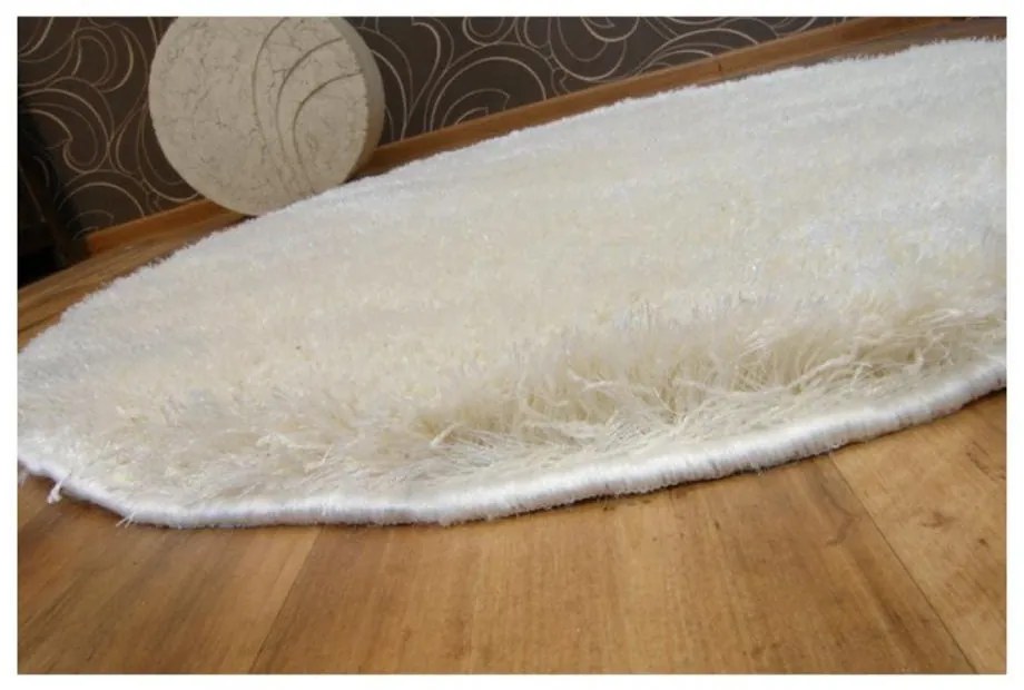 Kusový koberec Shaggy Narin krémovo biely kruh 100cm