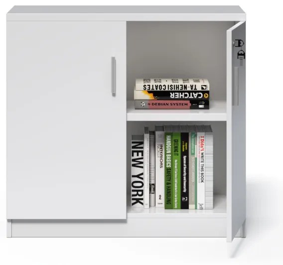 Nízka kancelárska skrinka Houseland Prime Line 02 80 cm biela