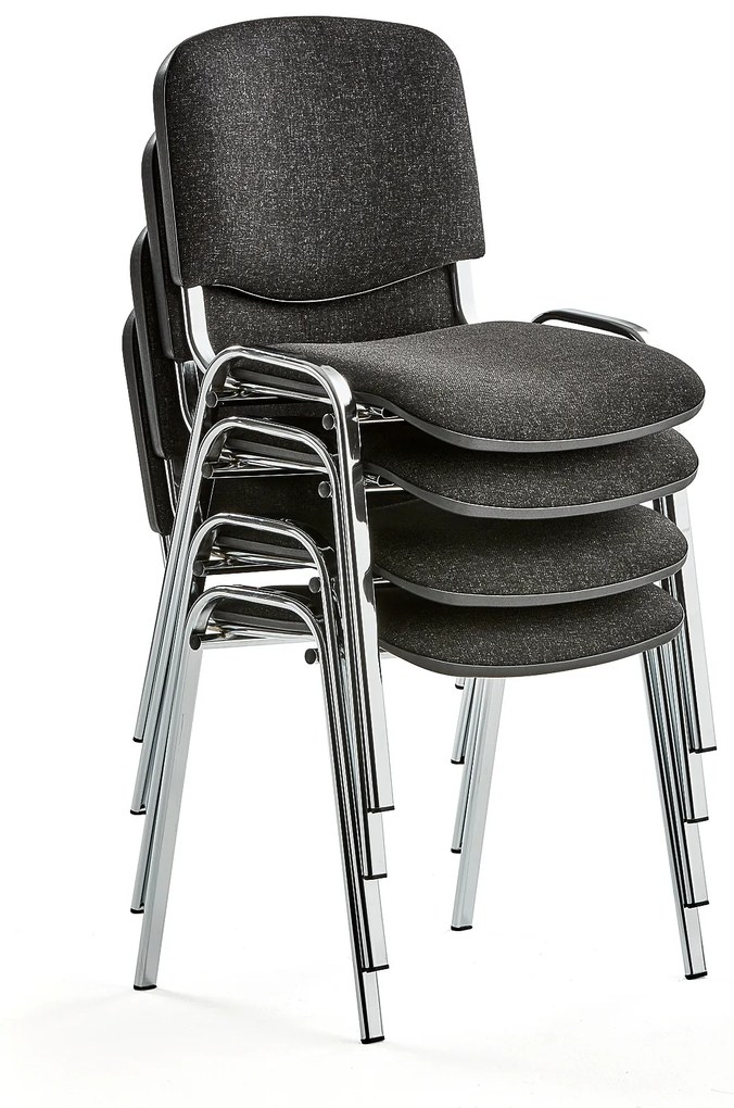 Konferenčná stolička NELSON, 4 ks, šedá, chróm