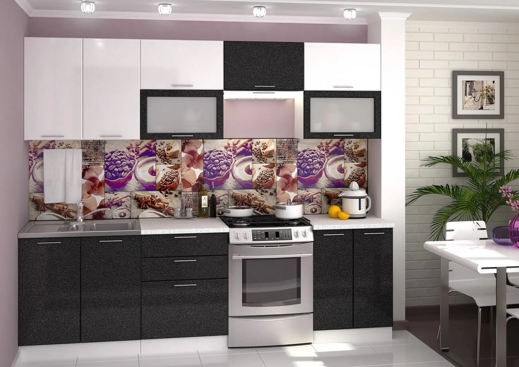 VerDesign, VALENCIA BLACK 260 bez PD, čierny/biely lesk
