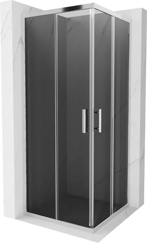 Mexen Rio, štvorcový sprchovací kút s posuvnými dverami 80(dvere) x 80(dvere) x 190 cm, 6mm šedé sklo, chrómový profil, 860-080-080-01-40