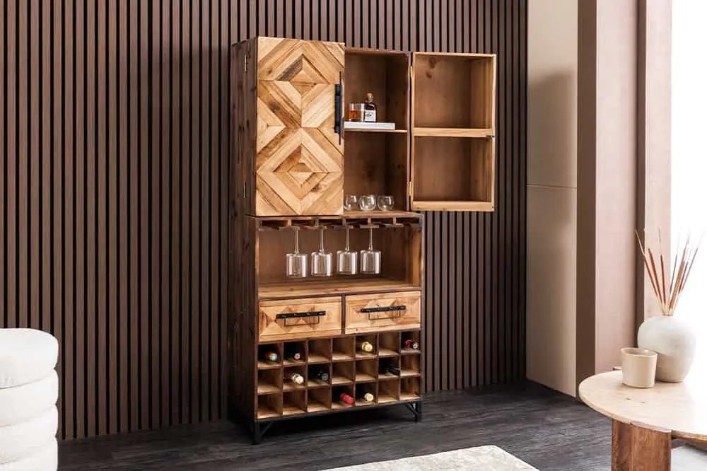 Dizajnová barová skrinka Winebar 160 cm borovica