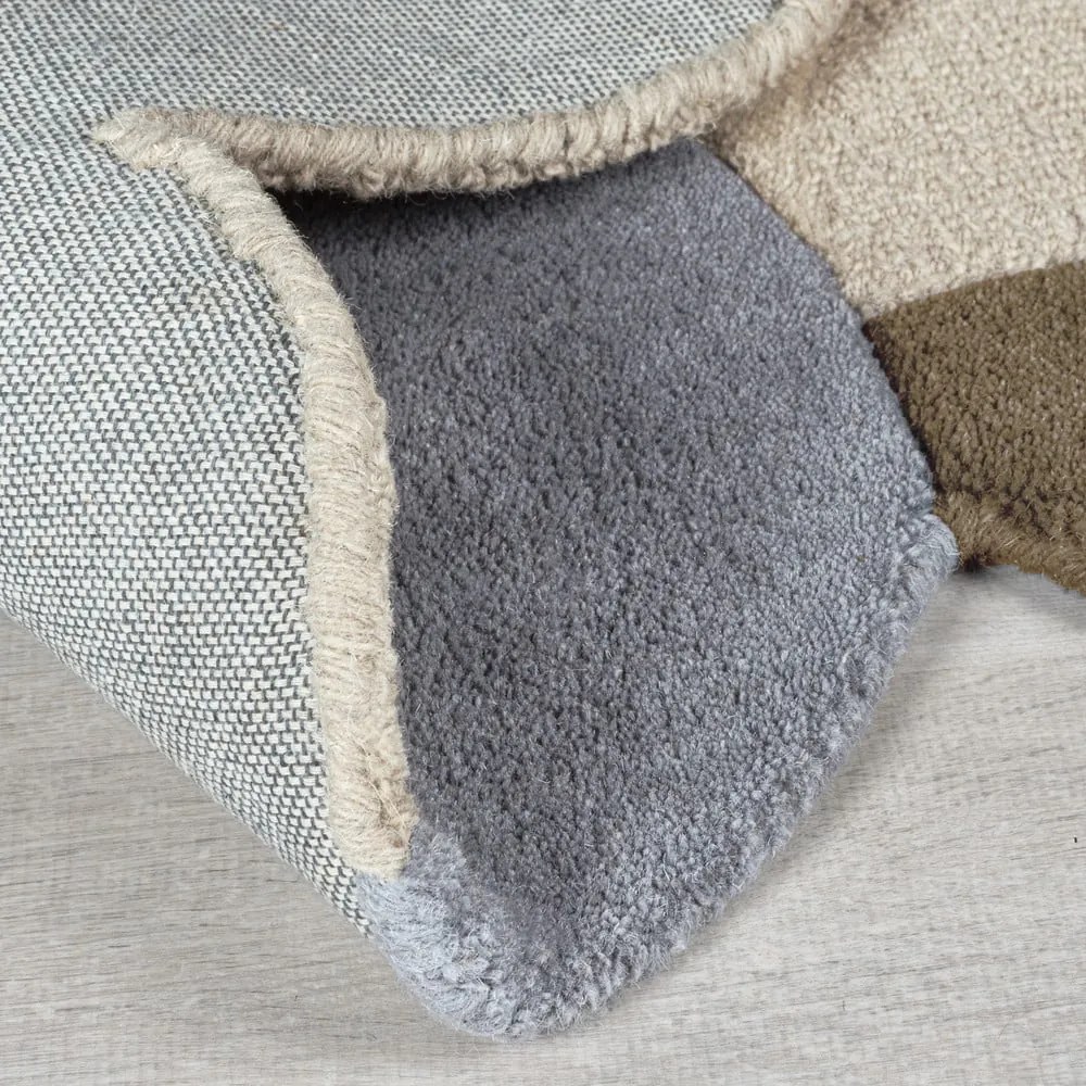 Sivobéžový ručne tkaný vlnený koberec 120x170 cm Mia Scallop Frame – Flair Rugs