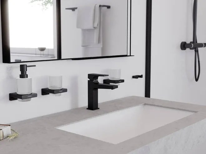 Hansgrohe Metropol, umývadlová batéria 110 s výpustom Push-Open, čierna matná, HAN-32507670