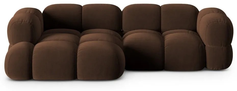 Tmavohnedá zamatová rohová pohovka (ľavý roh/s leňoškou) Loretto – Cosmopolitan Design