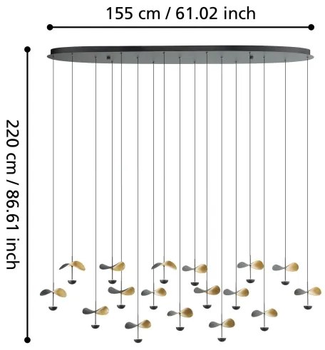 Eglo 390343 - LED Stmievateľný luster na lanku DRACERA 17xLED/2,3W/230V 3000K