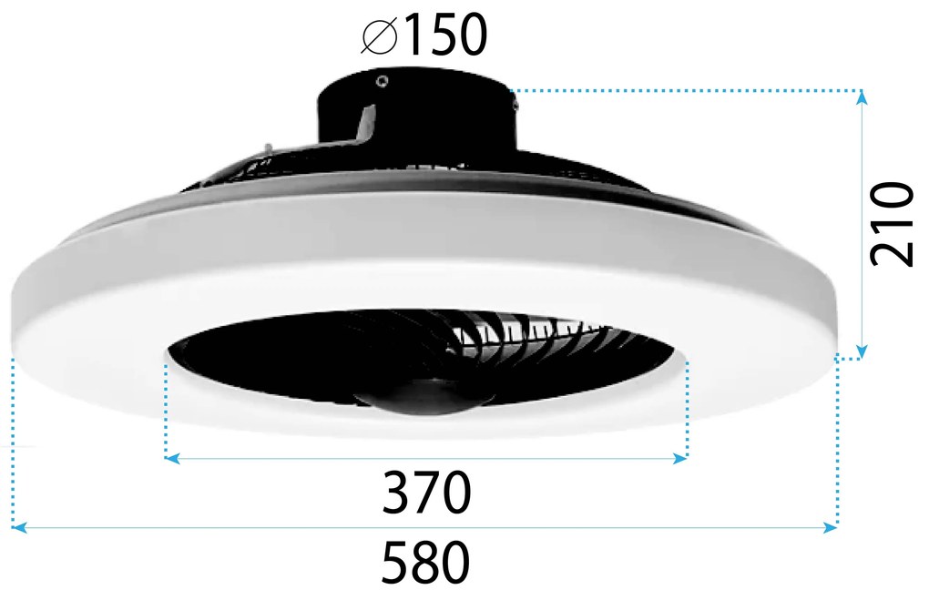Toolight Toolight, LED stropné svietidlo s ventilátorom APP1552-C, čierna-biela, OSW-05181