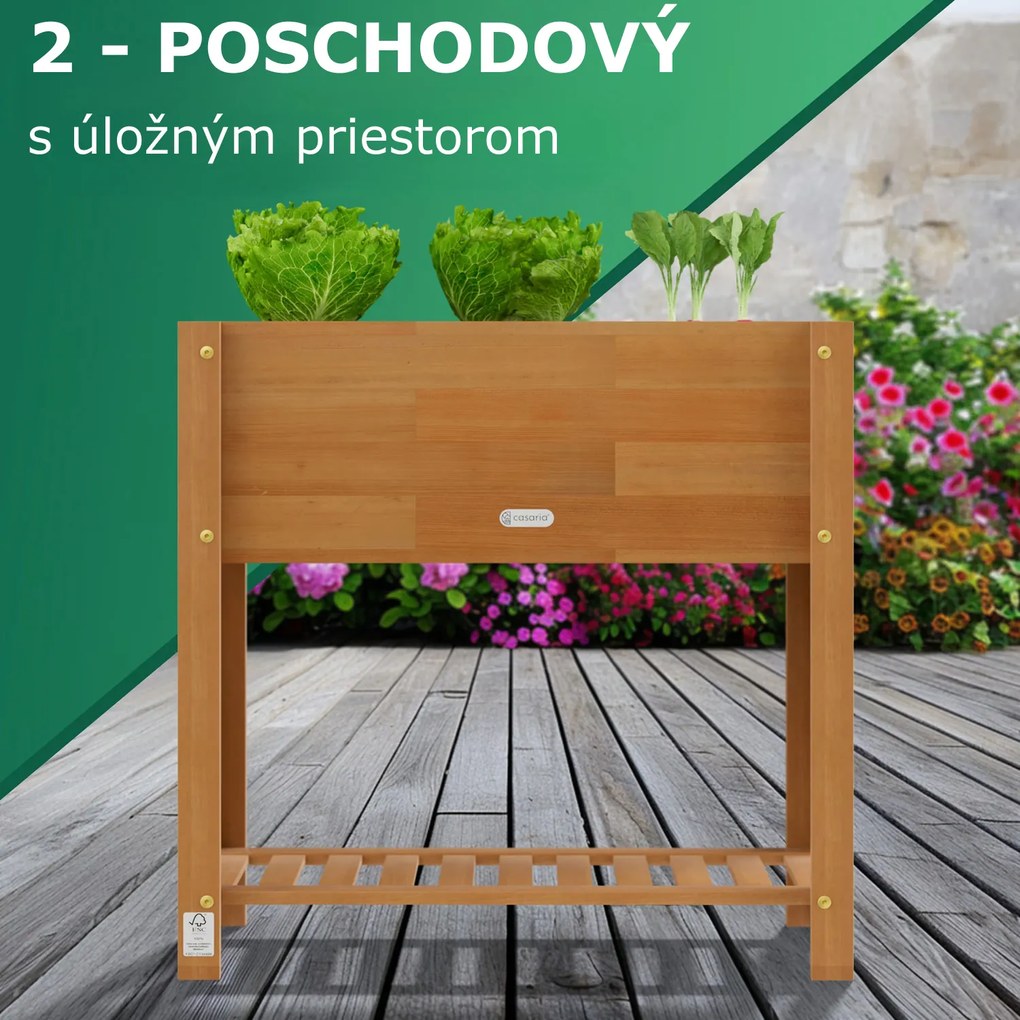 Vyvýšený záhon BOTANICA z akáciového dreva, 68x30x75cm, prírodná hnedá Casaria