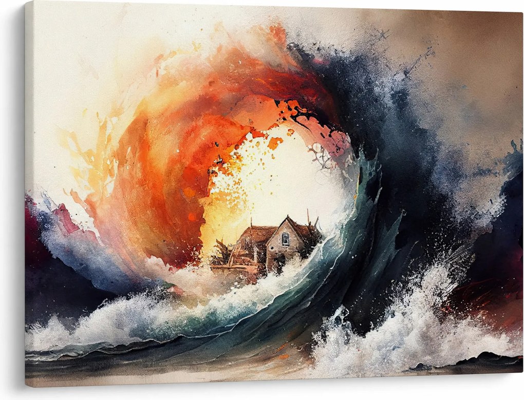 Obraz - Vo víre povodne, akvarel (70x50 cm)