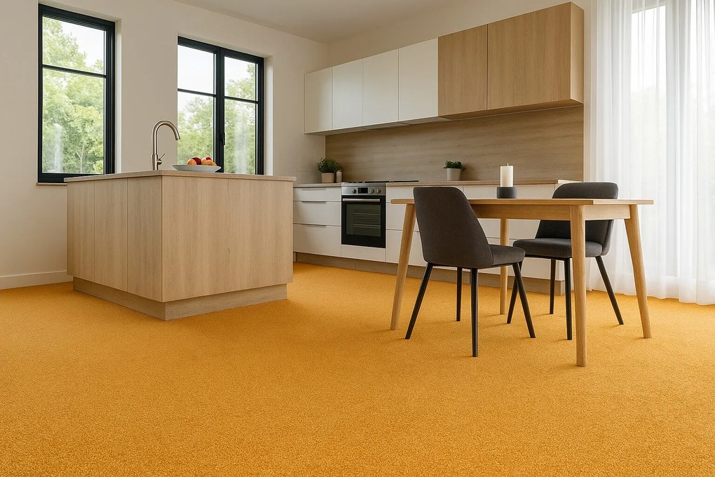 Tapibel, Metrážny koberec Cobalt SDN 64049 - AB horčicový, záťažový, na mieru, šíře 4m, žltá, ab (mriežka), chodba / predsieň