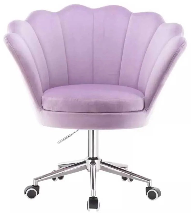 LuxuryForm DESIGN Kreslo FREY VELUR na striebornej podstave s kolieskami - levanduľa