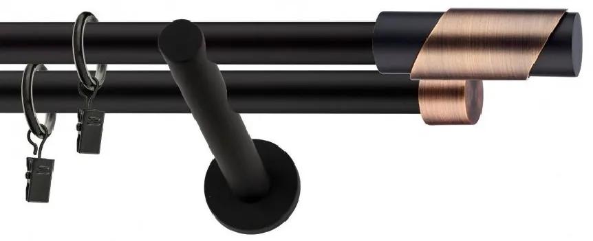 Dekorstudio Garniža dvojradová PARIS medená MIX čierna-matná 19mm Dĺžka: 120cm, Typ príslušenstva: Bez príslušenstva