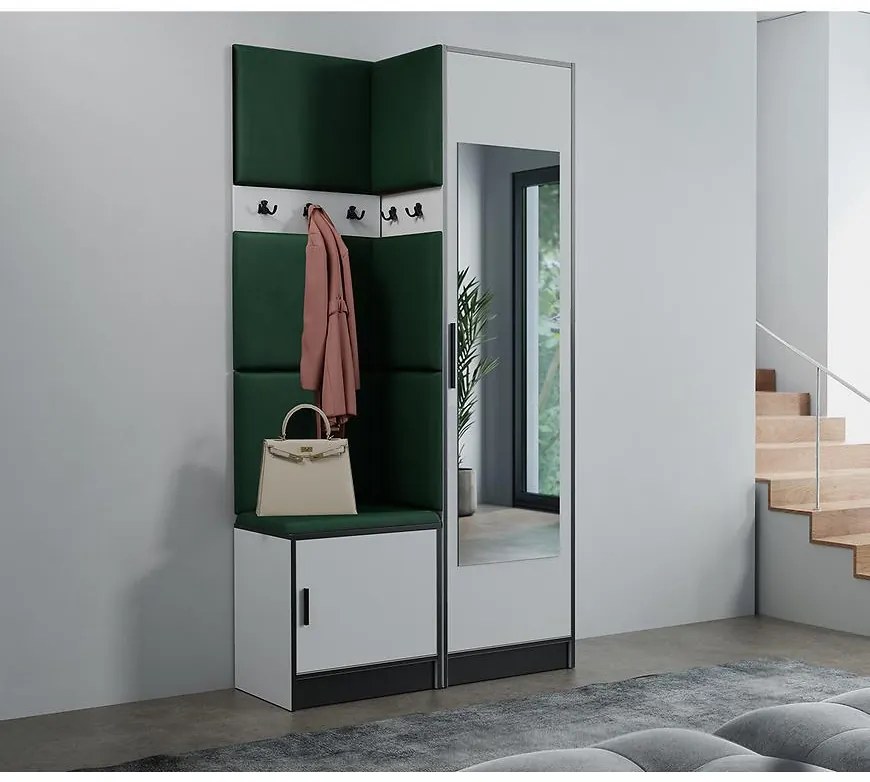 Predsieňový nábytok Roj 11 biely + Kronos 19 zelená