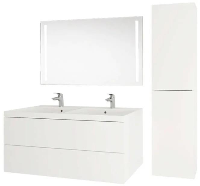 Mereo, Aira, kúpeľňová skrinka s umývadlom z liateho mramoru 101 cm, biela, dub, šedá, MER-CN742M