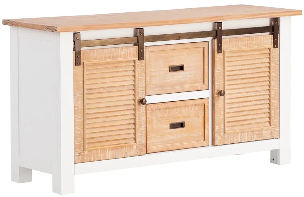 furniture-nabytek.cz - Masívna skrinka pod umývadlo Capera z borovice a MDF, lakovaná, biela a hnedá – 140×45×75 cm