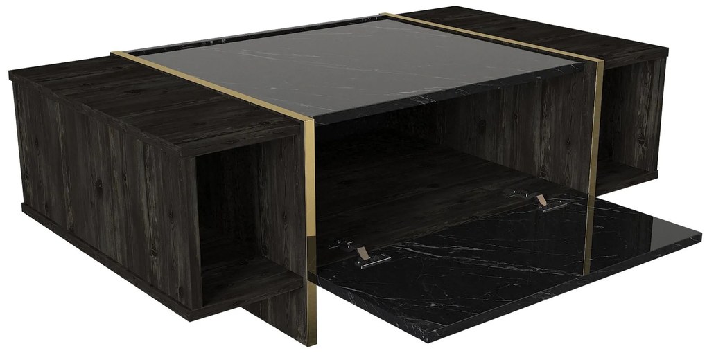 Súprava nábytku do obývacej izby Veyron hnedá/mramor/zlatá II