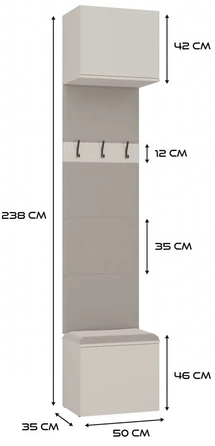 Předsíňová stěna Haga 50 cm kašmír