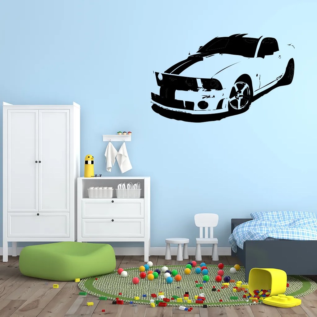 Veselá Stena Samolepka Auto Mustang Farba: čierna, Veľkosť: 100 x 62 cm