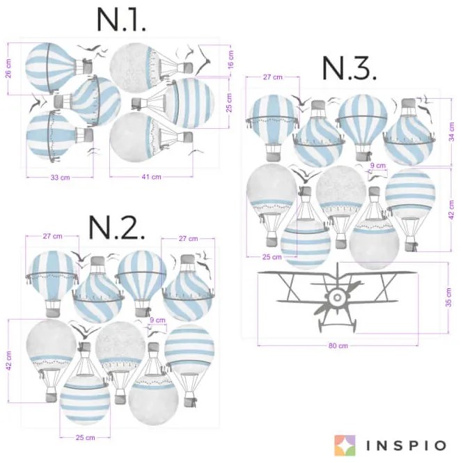 Nálepky Balóny v modrom