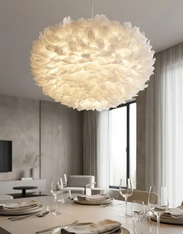 Závesný luster Feathry 60 cm biely