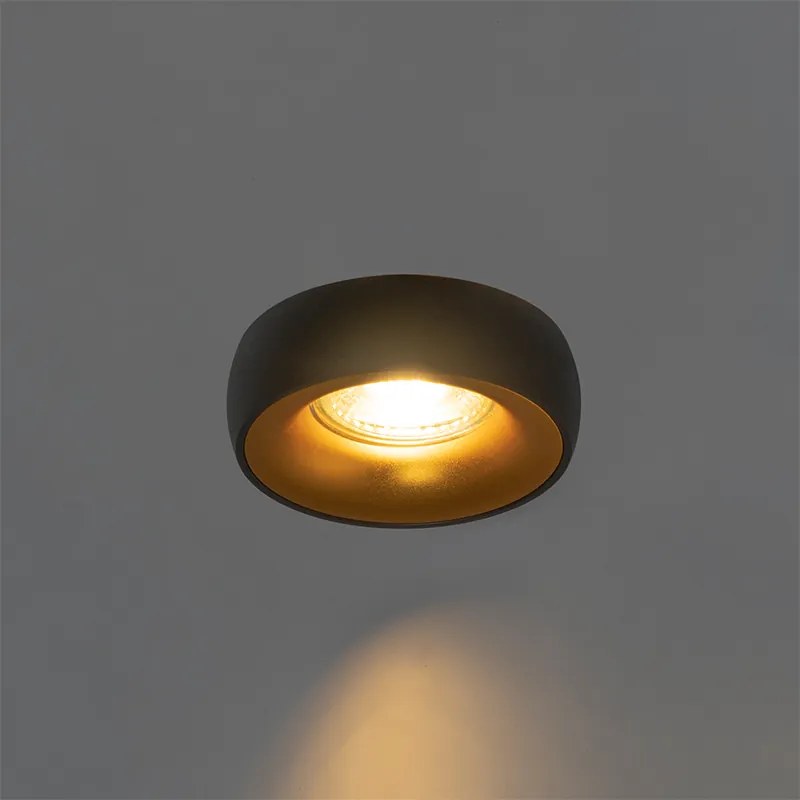 Dizajnové zapustené bodové svetlo čierne so zlatým vnútrom - Mooning
