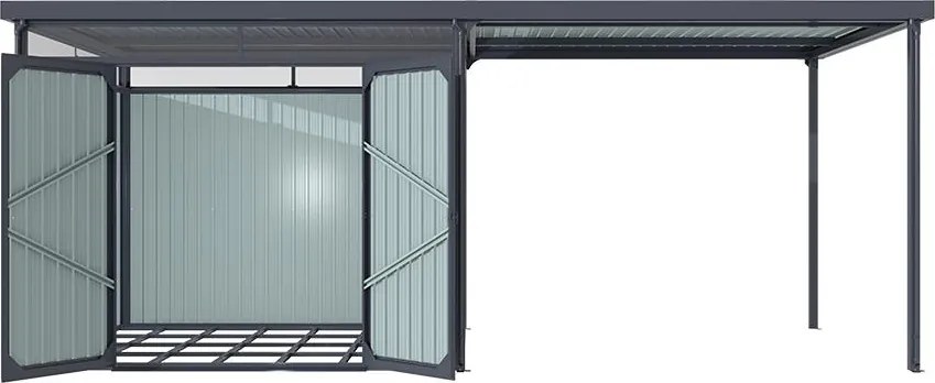 Záhradný domček so svetlíkmi Avenberg MAGNUS + prístavba 2.5 x 5.8 m - Premium