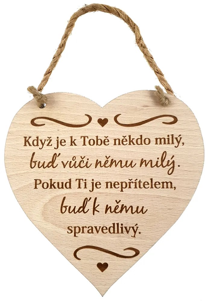 AMADEA Drevené srdce s textom Keď je k Tebe niekto...., masívne drevo, 16 x 15 cm