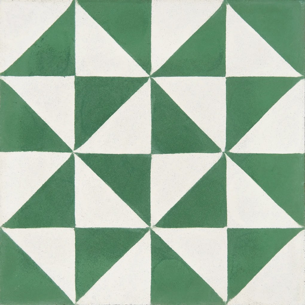 Cementové dlaždice s trojuholníkovým motívom v zelenej a bielej farbe - Ref. 241 | Articima