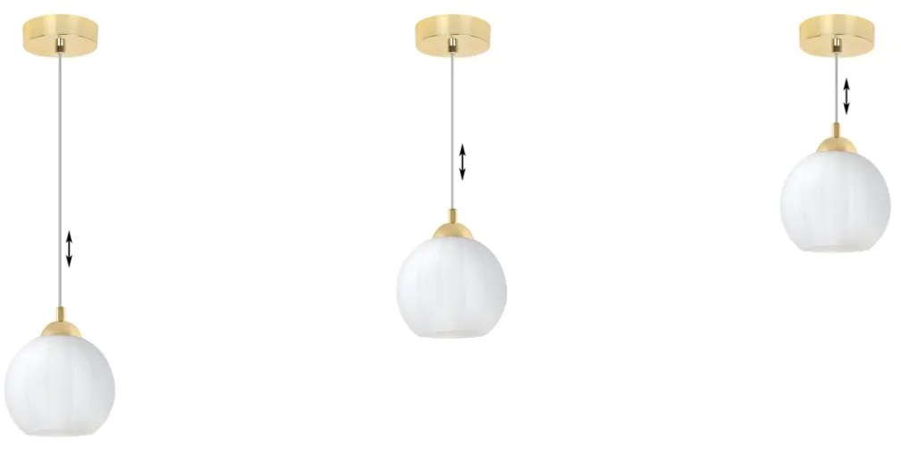 Závesné svietidlo Costa, 1x biele sklenené tienidlo, g