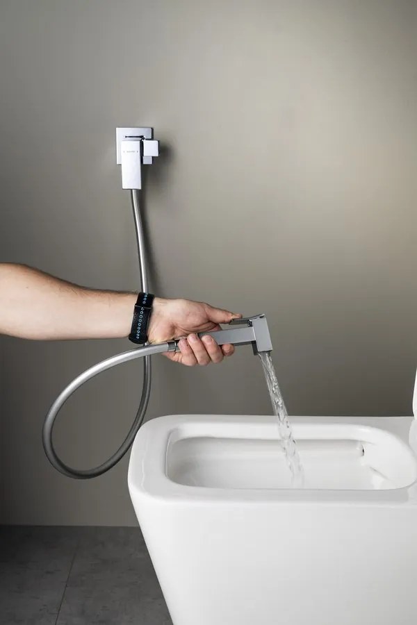 Sapho Sapho, CUBEMIX podomietková bidetová batéria so Stop sprškou, hranatá, chróm, CM040