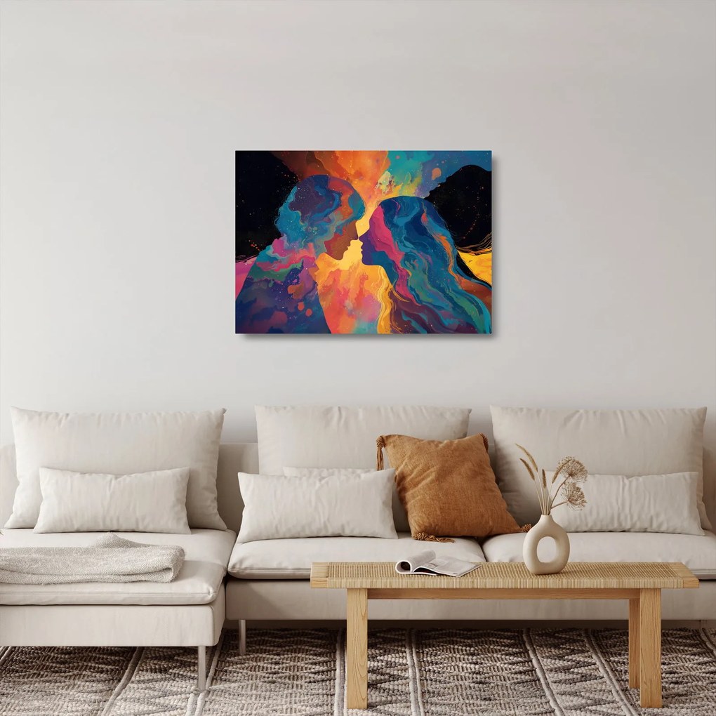 Sklenený obraz - Vesmírna láska (70x50 cm)