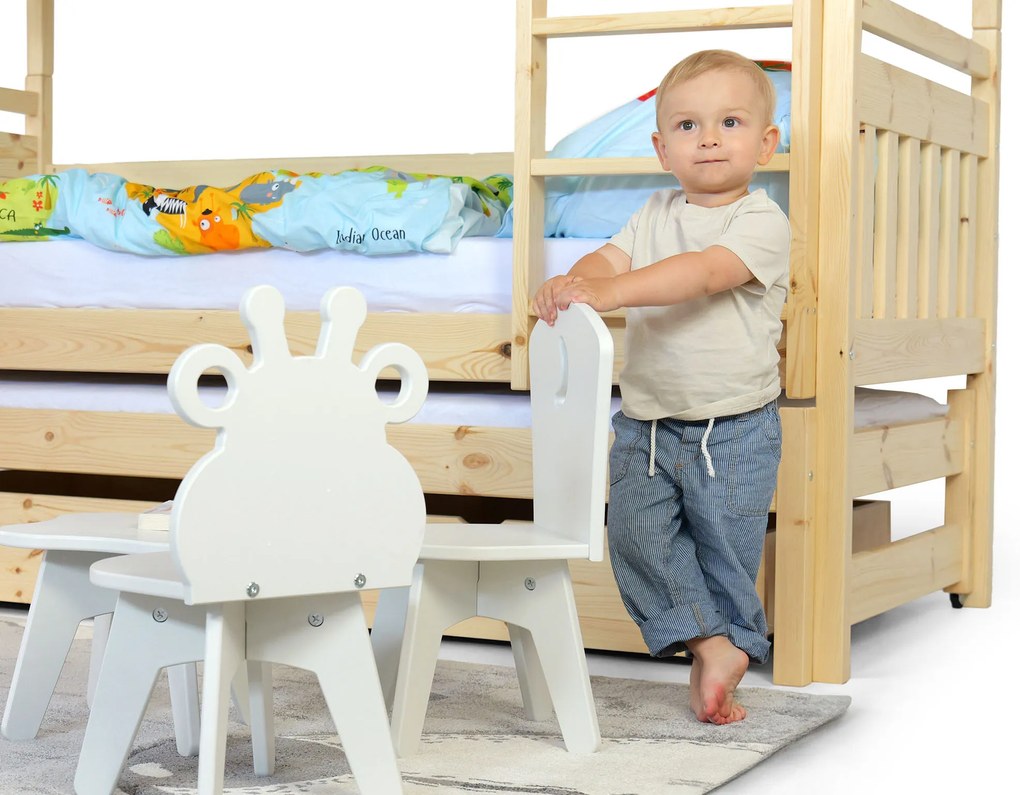 Wilsondo Poschodová posteľ s prístelkou Petra 5 - prírodná Rozmer: 180x80