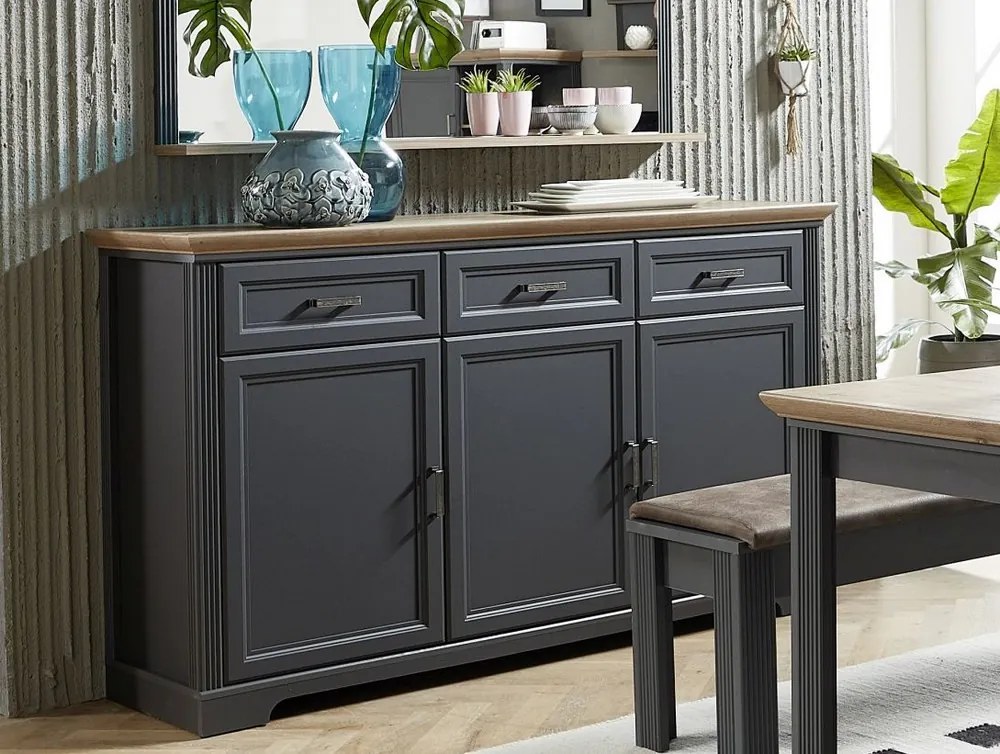 Komoda so zásuvkami Jasmin, grafit/dub