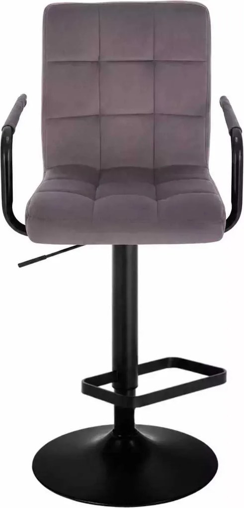 LuxuryForm DESIGN Barová stolička VERONA BLACK VELUR na čiernom tanieri - tmavosivá