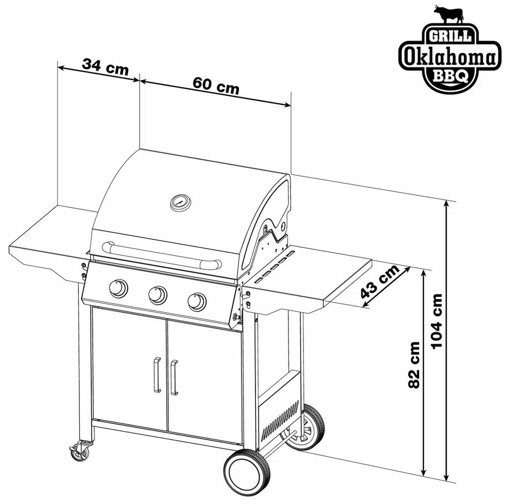 G21 Oklahoma BBQ Premium Line plynový gril 3horáky + regulátor tlaku zdarma